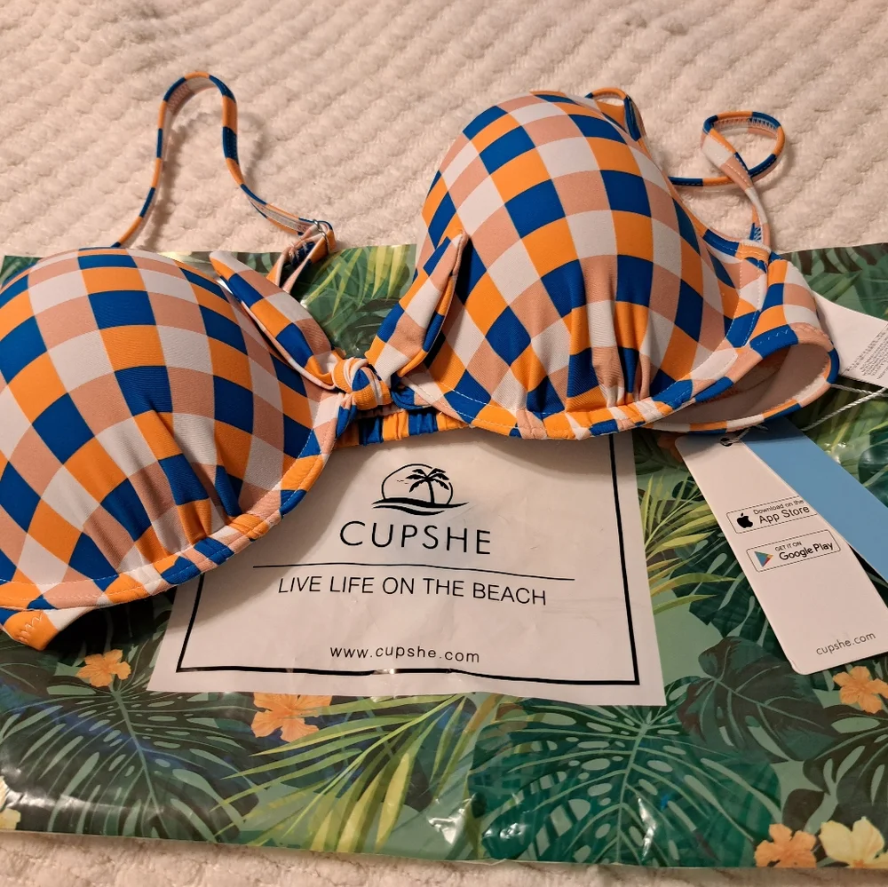 Cupshe Jaida Checkered Bikini Top Size M - Picture 7 of 8